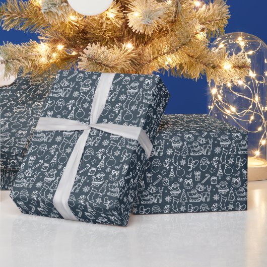 Papier Cadeau Noël Thème Marine Blue Holiday (Vacances)