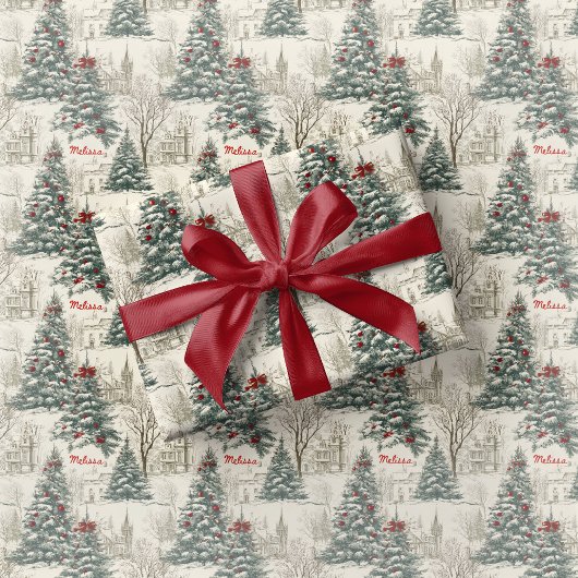 Papier cadeau Noël Toile Vintage