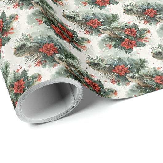 Papier Cadeau Noël Tortue (Coin rond)