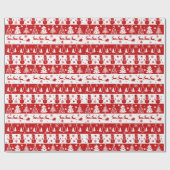 Papier Cadeau Noël traditionnel classique rouge et blanc (Plat)