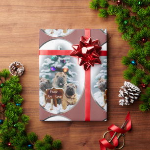 Papier Cadeau Noël trio de Shar-Pei chinois