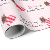 Papier Cadeau Noël Tu es mon Noël rose humain préféré (Coin rond)