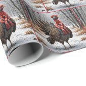 Papier Cadeau Noël Turquie avec Écharpe rouge (Coin rond)