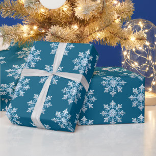 Papier Cadeau Noël turquoise bleu clair blanc