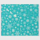 Papier Cadeau Noël Turquoise Festif vacances thème Motif (Plat)