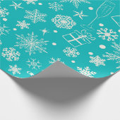 Papier Cadeau Noël Turquoise Festif vacances thème Motif (Coin)