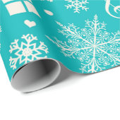 Papier Cadeau Noël Turquoise Festif vacances thème Motif (Coin rond)