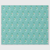 Papier Cadeau Noël turquoise Snowmen et Snowflakes Fêtes (Plat)
