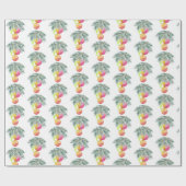 Papier Cadeau Noël unique aquarelle Magenta (Plat)
