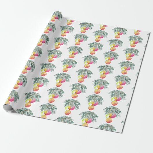 Papier Cadeau Noël unique aquarelle Magenta (Déroulé)