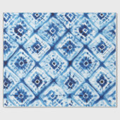 Papier Cadeau Noël Vacances Abstrait Tie Dye Motif Bleu (Plat)