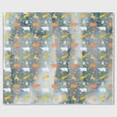 Papier Cadeau Noël Vacances Bois Animaux Aquarelle (Plat)