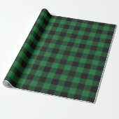 Papier Cadeau Noël Vacances Buffle Vert Plaid Motif Cadeau (Déroulé)