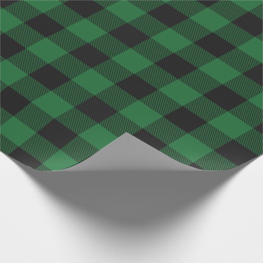 Papier Cadeau Noël Vacances Buffle Vert Plaid Motif Cadeau (Coin)