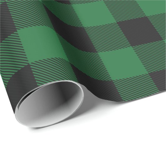 Papier Cadeau Noël Vacances Buffle Vert Plaid Motif Cadeau (Coin rond)