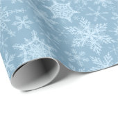 Papier Cadeau Noël Vacances d'hiver Dusty Blue Snowflakes (Coin rond)