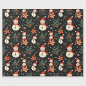 Papier Cadeau Noël Vacances d'hiver Motif floral Snowman (Plat)