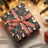 Papier Cadeau Noël Vacances d'hiver Motif floral Snowman