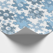 Papier Cadeau Noël vacances festif hiver flocons de neige brilla (Coin)