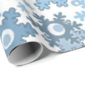 Papier Cadeau Noël vacances festif hiver flocons de neige brilla (Coin rond)