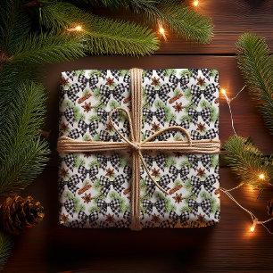Papier Cadeau Noël Vacances Noir Blanc En vichy Vérifier Basses