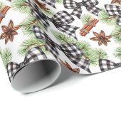 Papier Cadeau Noël Vacances Noir Blanc En vichy Vérifier Basses (Coin rond)