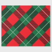 Papier Cadeau Noël Vacances Plaid Tartan Rouge Vert Blanc (Plat)