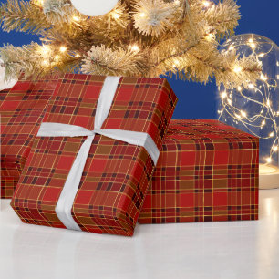 Papier Cadeau Noël Vacances Rouge et or Plat