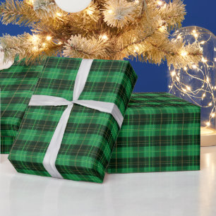 Papier Cadeau Noël Vacances vert et noir Plaid