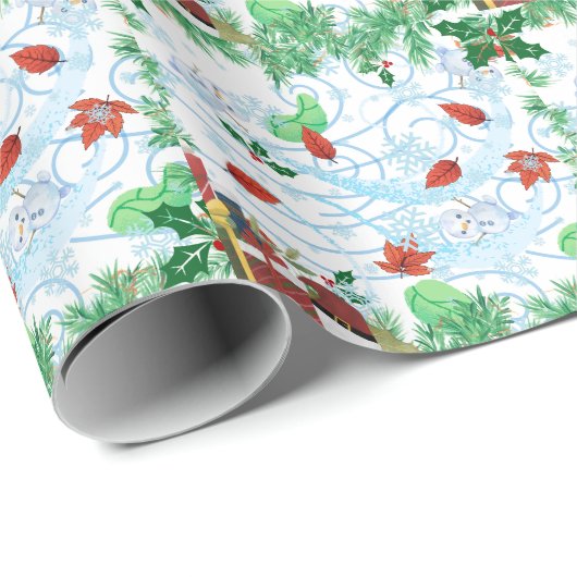 Papier Cadeau Noël venteux (Coin rond)