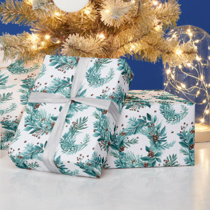 Papier Cadeau Noël : Verdure et Baies de Noël Moderne