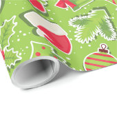 Papier Cadeau Noël vert (Coin rond)