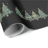 Papier Cadeau Noël vert arbres Noël Noël Noël (Coin rond)