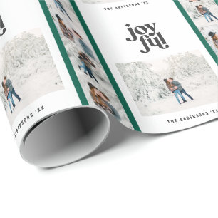 Papier Cadeau Noël vert chic moderne multi photo