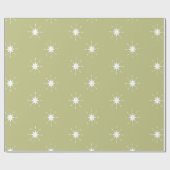 Papier Cadeau Noël vert et blanc avec étoiles (Plat)