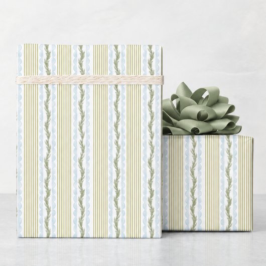 Papier Cadeau Noël vert et bleu clair