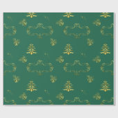 Papier Cadeau Noël vert et or décoratif (Plat)