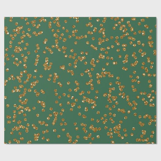 Papier Cadeau Noël Vert et or Faux Parties scintillant Confetti (Plat)