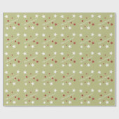 Papier Cadeau Noël vert et rouge avec étoiles (Plat)