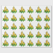 Papier Cadeau Noël vert jaune (Plat)
