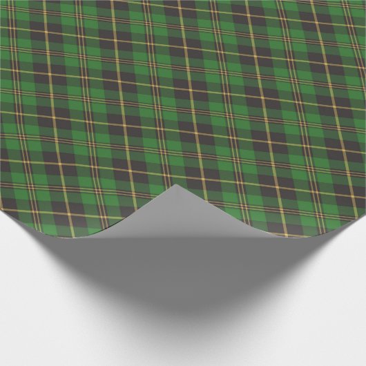 Papier Cadeau Noël vert noir or plaid motif classique (Coin)