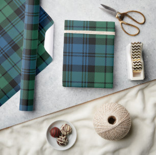 Papier Cadeau Noël Vert Plaid Rustique Classique Vacances