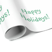 Papier Cadeau Noël Vert Police Joyeux Vacances Voeux (Coin rond)