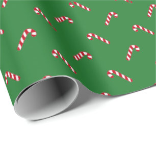 Papier Cadeau Noël vert rouge blanc sucre de canne mignon motif