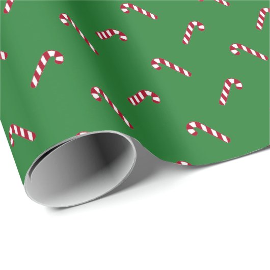 Papier Cadeau Noël vert rouge blanc sucre de canne mignon motif (Coin rond)