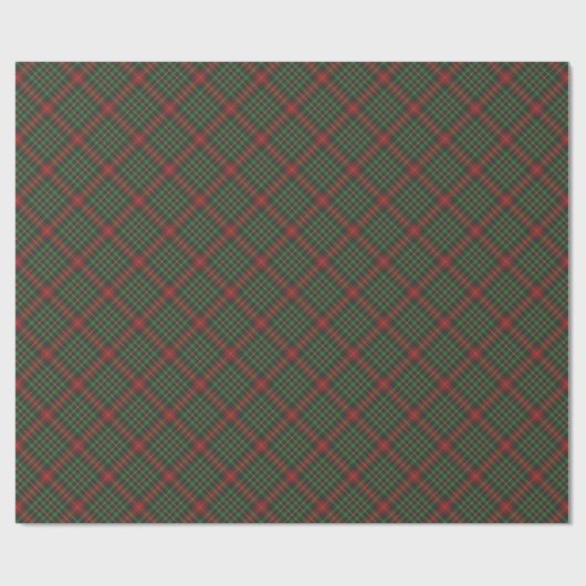 Papier Cadeau Noël vert rouge tartan plaid motif diagonal (Plat)