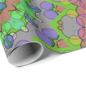 Papier Cadeau Noël vert violet rose géométrique et coloré (Coin rond)