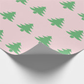 Papier Cadeau Noël vert Whimsical sur Noël rose (Coin)