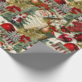 Papier Cadeau Noël victorien classique rouge et vert (Coin)
