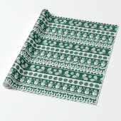 Papier Cadeau Noël Vilain tricot Motif Vert foncé (Déroulé)